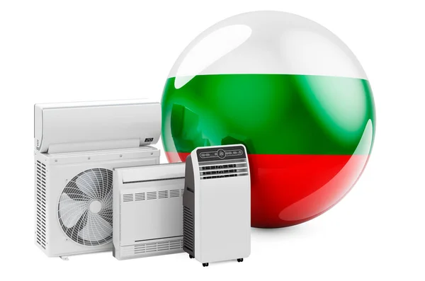 Bułgarska Flaga Urządzeniami Chłodniczymi Klimatycznymi Produkcja Handel Serwis Klimatyzatorów Bułgarii — Zdjęcie stockowe