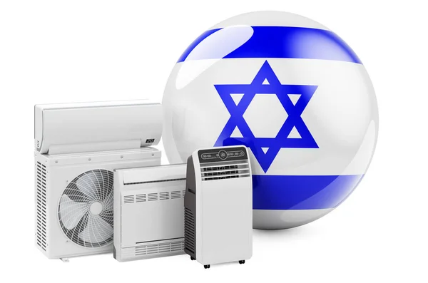 Bandera Israelí Con Refrigeración Dispositivos Eléctricos Climáticos Fabricación Comercio Servicio — Foto de Stock