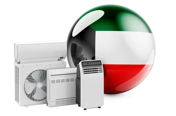 Drapeau Koweïtien Avec Des Dispositifs Électriques Refroidissement Climat Fabrication Commerce — Photo