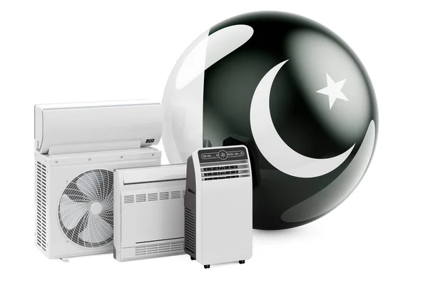 Pákistánská Vlajka Chladicími Klimatickými Elektrickými Zařízeními Výroba Obchodování Servis Klimatizátorů — Stock fotografie