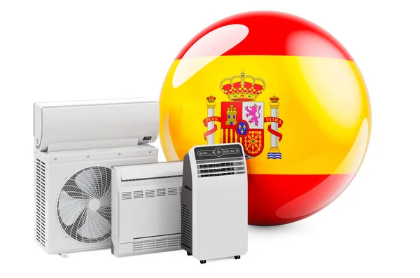 Ισπανική Σημαία Ψυκτικές Και Κλιματικές Ηλεκτρικές Συσκευές Παραγωγή Εμπορία Και — Φωτογραφία Αρχείου