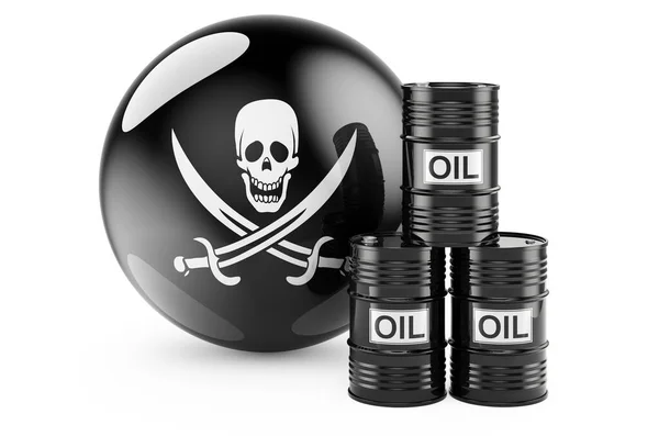 Barrels Piracy Flag Rendering Isolated White Background — Stok fotoğraf