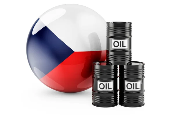 국기가 Oil Production Trade Czech Republic Concept Rendering Isolated White — 스톡 사진