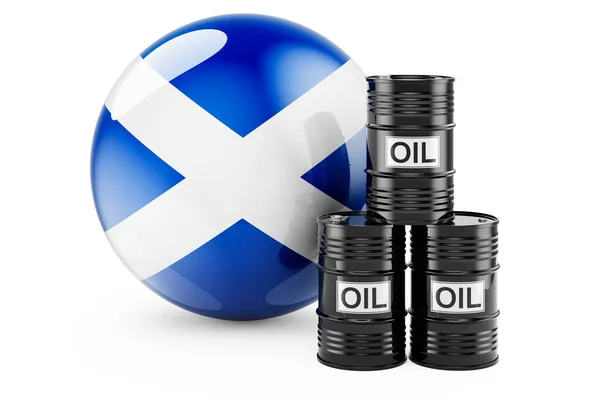 스코틀랜드 국기가 Oil Production Trade Scotland 컨셉트 Rendering Isolated White — 스톡 사진