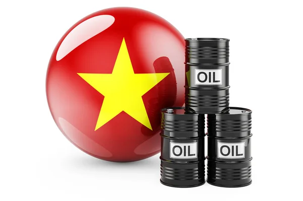 Oil Barrels Vietnamese Flag Oil Production Trade Vietnam Concept Rendering — Stok fotoğraf