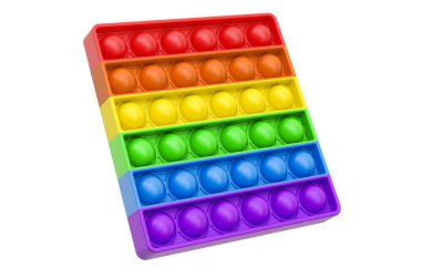 Silikon it pop, Bubble Fidget Toy. Beyaz arkaplanda 3B görüntüleme izole edildi