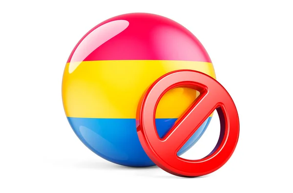 Förbjuden Skylt Med Pansexuell Flagga Rendering Isolerad Vit Bakgrund — Stockfoto