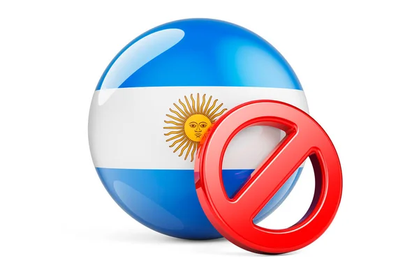 Símbolo Proibido Com Bandeira Argentina Proibição Conceito Argentina Renderização Isolada — Fotografia de Stock