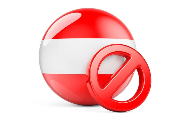 Förbjuden Symbol Med Österrikisk Flagga Förbud Österrike Koncept Rendering Isolerad — Stockfoto