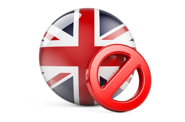 Запрещённый Символ Британским Флагом Запрет Великобритании Концепция Рендеринг Изолированы Белом — стоковое фото