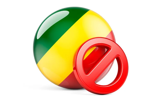 Förbjuden Symbol Med Kongolesisk Flagga Förbud Kongo Koncept Rendering Isolerad — Stockfoto