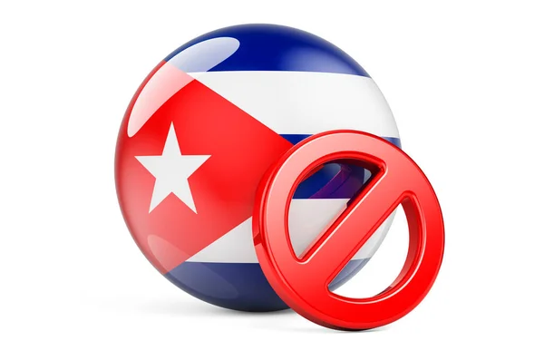 Zakázaný Symbol Kubánskou Vlajkou Prohibition Cuba Concept Rendering Isolated White — Stock fotografie