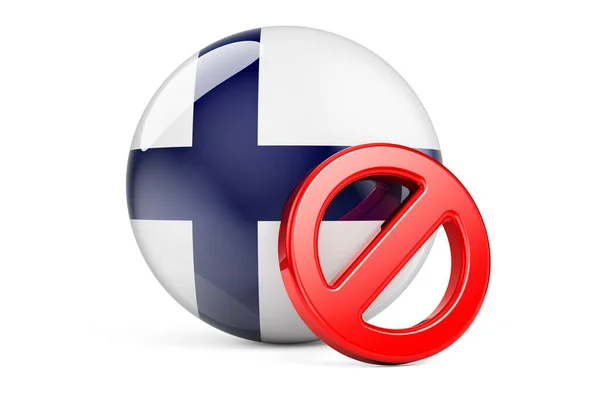 Запретный Символ Финским Флагом Концепция Сухого Закона Финляндии Рендеринг Белом — стоковое фото