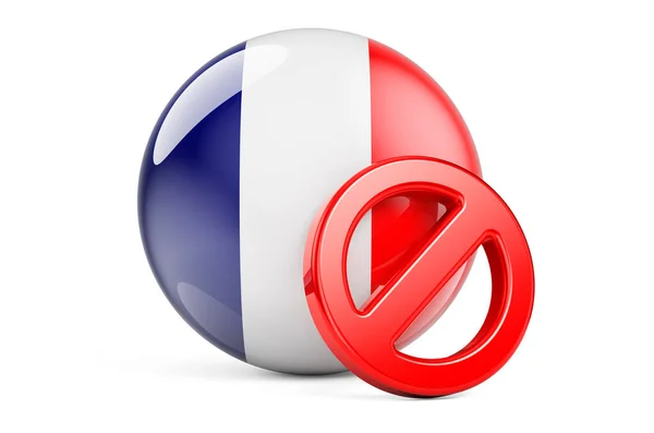 Símbolo Prohibido Con Bandera Francesa Prohibición Francia Concepto Representación Aislado —  Fotos de Stock