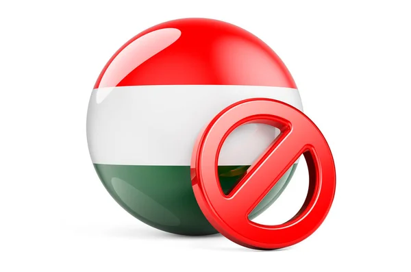 Zakazany Symbol Węgierską Flagą Zakaz Węgrzech Koncepcja Renderowanie Izolowane Białym — Zdjęcie stockowe