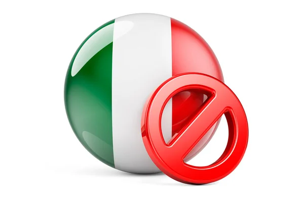 Símbolo Prohibido Con Bandera Italiana Prohibición Italia Concepto Representación Aislado — Foto de Stock