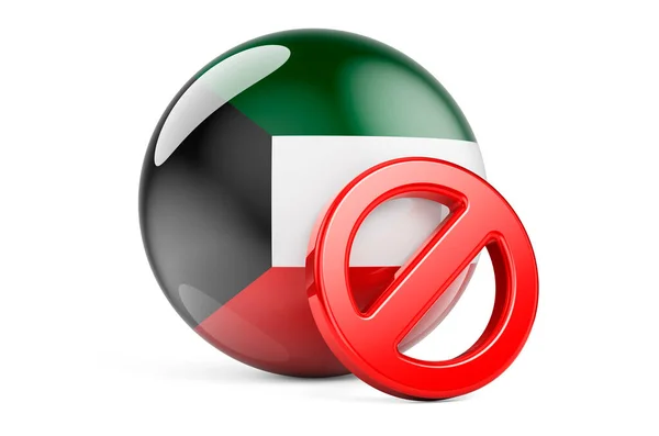 Forbidden Symbol Kuwaiti Flag Prohibition Kuwait Concept Rendering Isolated White — Stock Photo, Image