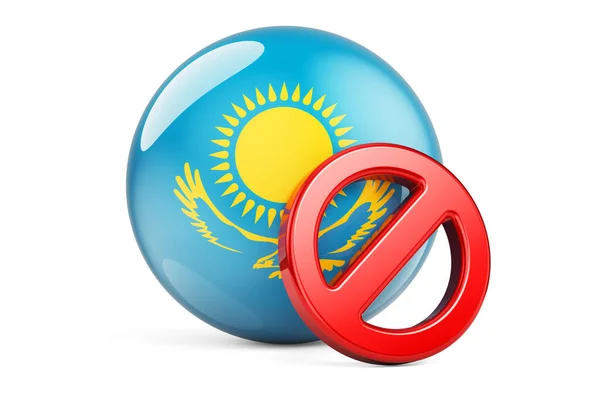 Simbolo Proibito Con Bandiera Kazaka Divieto Nel Concetto Kazakistan Rendering — Foto Stock
