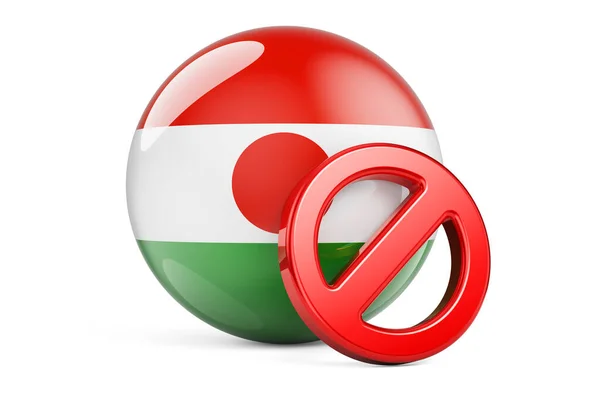Zakazany Symbol Flagą Nigru Zakaz Koncepcji Nigru Renderowanie Izolowane Białym — Zdjęcie stockowe