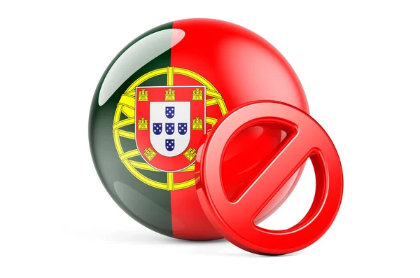 Símbolo Prohibido Con Bandera Portuguesa Prohibición Portugal Concepto Representación Aislado —  Fotos de Stock