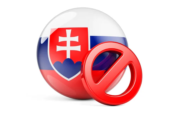 Zakazany Symbol Słowacką Flagą Zakaz Koncepcji Słowacji Renderowanie Izolowane Białym — Zdjęcie stockowe