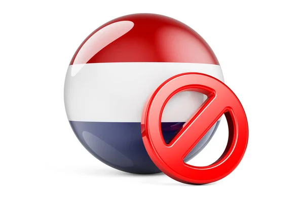 Símbolo Prohibido Con Bandera Holanda Prohibición Los Países Bajos Representación —  Fotos de Stock