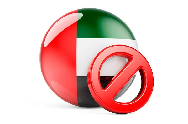 Símbolo Prohibido Con Bandera Los Emiratos Árabes Unidos Prohibición Concepto — Foto de Stock