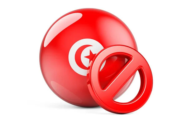 Förbjuden Symbol Med Tunisisk Flagga Förbud Tunisien Koncept Rendering Isolerad — Stockfoto