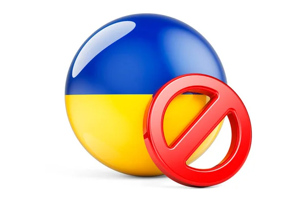 Simbolo Proibito Con Bandiera Ucraina Proibizione Ucraina Concetto Rendering Isolato — Foto Stock
