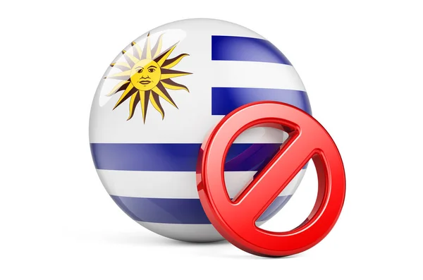 Símbolo Proibido Com Bandeira Uruguaia Proibição Conceito Uruguai Renderização Isolada — Fotografia de Stock