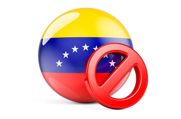 Símbolo Proibido Com Bandeira Venezuelana Proibição Conceito Venezuela Renderização Isolada — Fotografia de Stock