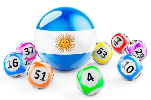 Lotto Bollar Med Argentinsk Flagga Lotteri Argentina Koncept Rendering Isolerad — Stockfoto