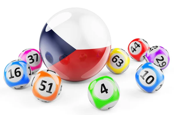 Lotto Koule Českou Vlajkou Loterie České Republice Koncept Vykreslování Izolované — Stock fotografie