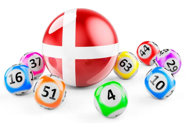 Lotto Koule Dánskou Vlajkou Loterie Dánsku Koncept Vykreslování Izolované Bílém — Stock fotografie