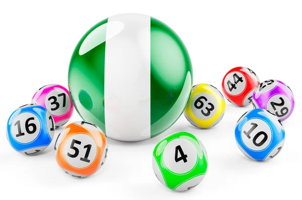 Lottokugeln Mit Nigerianischer Flagge Lotterie Nigeria Konzept Darstellung Isoliert Auf — Stockfoto