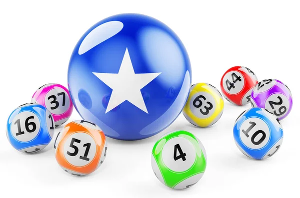 Lottokugeln Mit Somalischer Flagge Lotterie Somalia Konzept Darstellung Isoliert Auf — Stockfoto