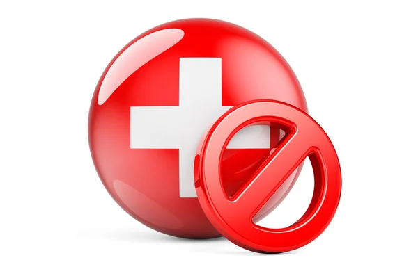 Símbolo Prohibido Con Bandera Suiza Prohibición Suiza Concepto Representación —  Fotos de Stock