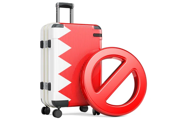 Bahrain Entry Ban Mala Com Bandeira Bahrein Sinal Proibição Renderização — Fotografia de Stock