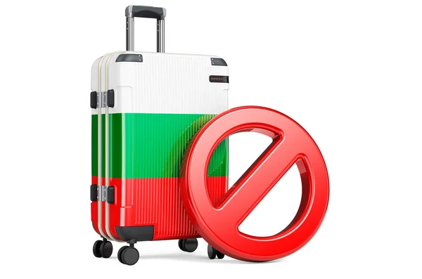 Απαγόρευση Εισόδου Βουλγαρίας Βαλίτσα Βουλγαρική Σημαία Και Πινακίδα Απαγόρευσης Απόδοση — Φωτογραφία Αρχείου