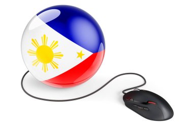 Computer mouse with Filipino flag. Internet network in Philippines concept. 3D rendering isolated on white background  