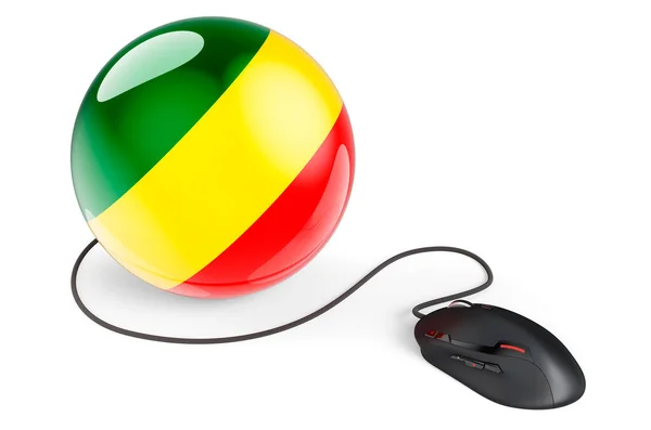 Computer Mouse Congolese Flag Internet Network Congo Concept Rendering Isolated — Φωτογραφία Αρχείου