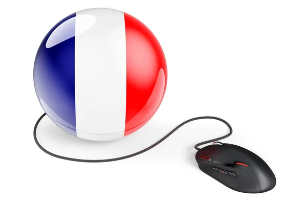 Ratón Ordenador Con Bandera Francesa Red Internet Francia Concepto Representación —  Fotos de Stock