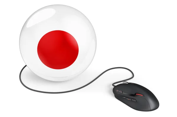 Computer Mouse Japanese Flag Internet Network Japan Concept Rendering Isolated — Φωτογραφία Αρχείου