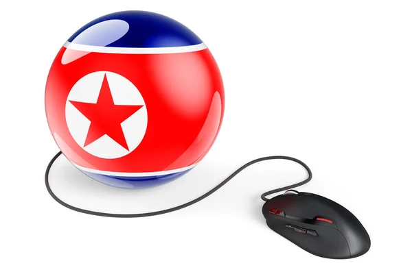 Computermaus Mit Nordkoreanischer Flagge Internetnetzwerk Nordkorea Rendering Isoliert Auf Weißem — Stockfoto