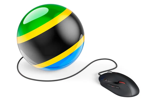 Rato Computador Com Bandeira Tanzânia Rede Internet Conceito Tanzânia Renderização — Fotografia de Stock