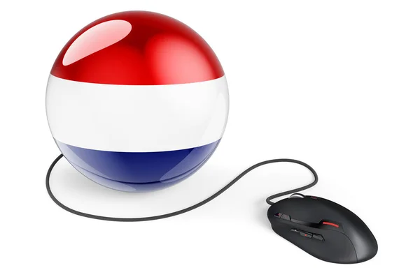Ratón Ordenador Con Bandera Los Países Bajos Red Internet Los —  Fotos de Stock