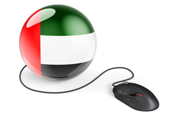 Souris Ordinateur Avec Drapeau Des Émirats Arabes Unis Réseau Internet — Photo