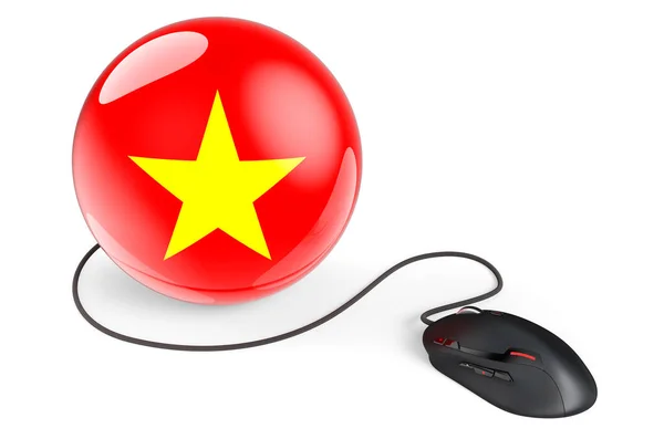 베트남 국기달린 컴퓨터 마우스 베트남의 인터넷 네트워크 백인들에게 렌더링 — 스톡 사진