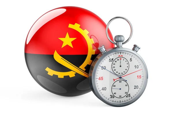 Stopwatch Flag Angola Рендеринг Ізольований Білому Тлі — стокове фото