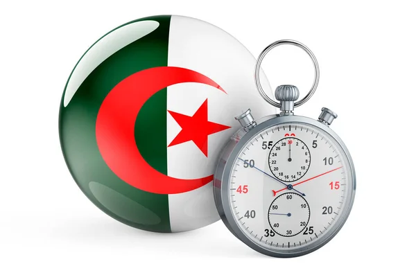 Cronometro Con Bandiera Algerina Rendering Isolato Sfondo Bianco — Foto Stock